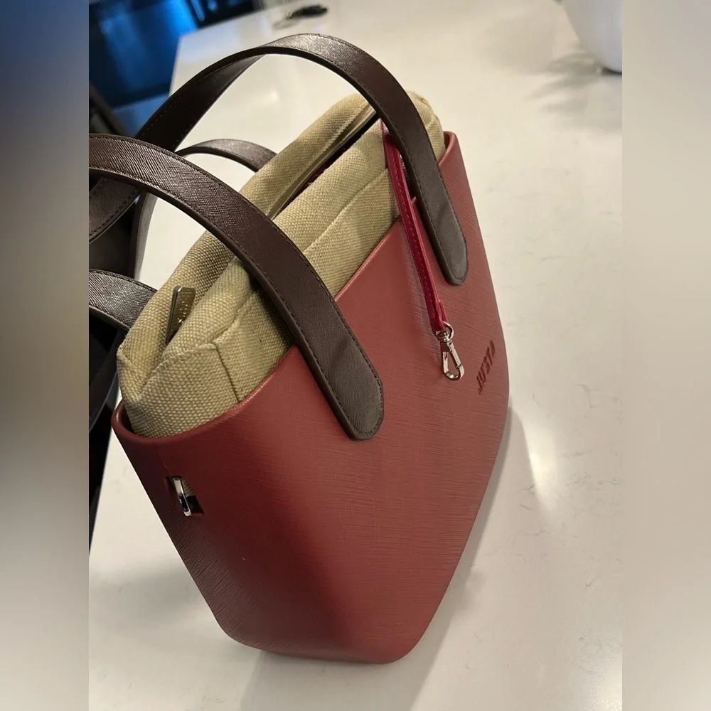 Justo burgundy/tan/brown Tote Handbag - Picture 4 of 9